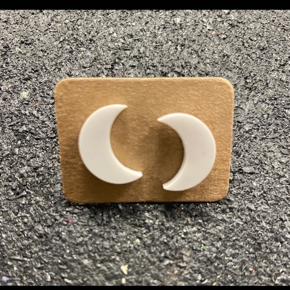 White Crescent Moon earrings - Picture 2 of 2